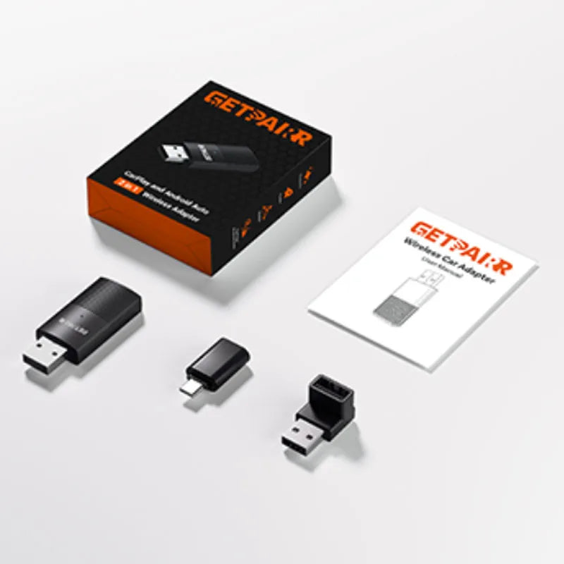 GetPairr Wireless CarPlay Dongle Android Auto Mini Adapter Plug And Play WiFi Fast Connect Universal For Cars with Wired Carplay