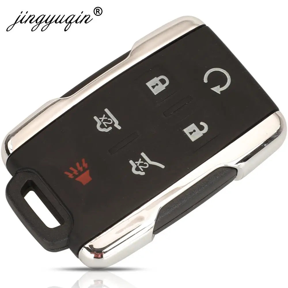 حافظة دخول بدون مفتاح jingyuqin 3/4/5/6BTN لسيارة GMC Yukon XL Chevrolet Tahoe Suburban Sierra Silverado مزودة بغطاء مفتاح التحكم عن بعد 