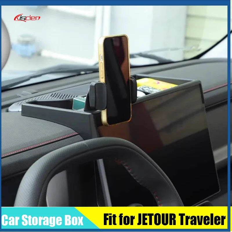 صندوق تخزين وحدة التحكم المركزية للسيارة وحامل الهاتف المحمول ولوحة القيادة مناسب لسيارة Chery JETOUR Traveler T2 2023 2024 