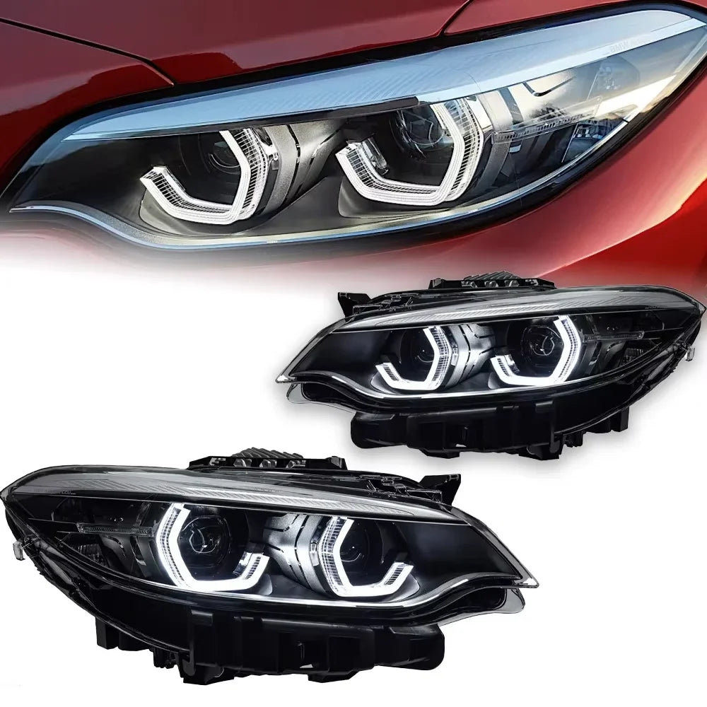 مصابيح أمامية LED عالية الجودة لسيارة BMW الفئة الثانية M2 F22 F23 F44 F46 بضوء زينون أبيض موديل 2014-2018 