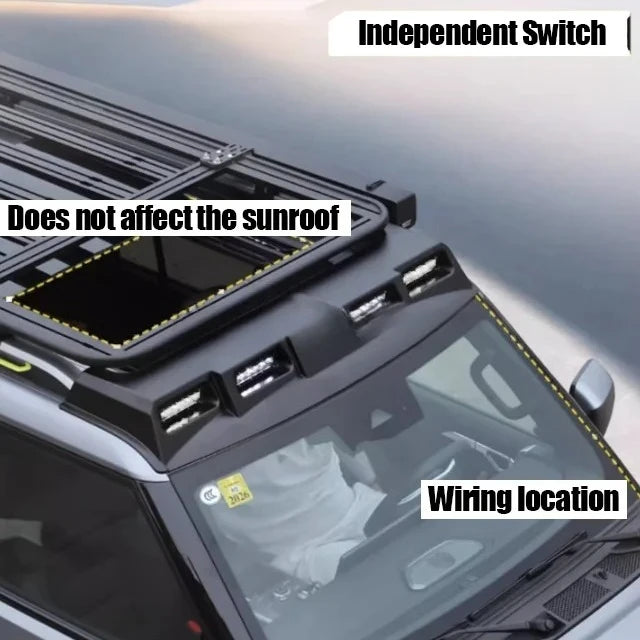 ملحقات T2 الأصلية للسيارة LED كشاف أبيض على طراز Defender مصباح سقف بأربعة مصابيح لسيارة Jetour T2 Traveler 2025 2024 2023 