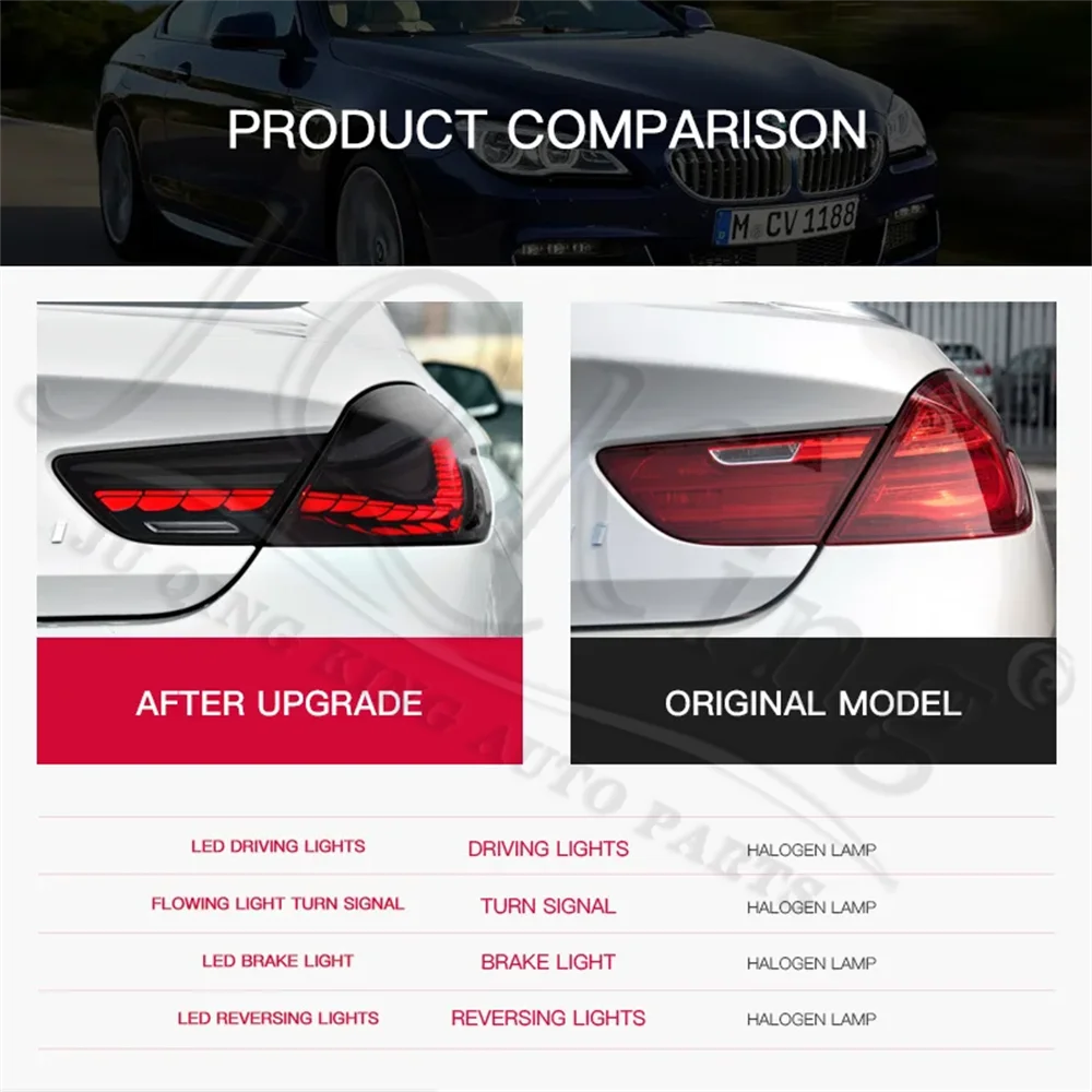 مصابيح خلفية LED لسيارة BMW الفئة السادسة F06 F12 F13 2010-2017، مجموعة مصابيح خلفية LED معدلة لإشارة الانعطاف والفرامل 