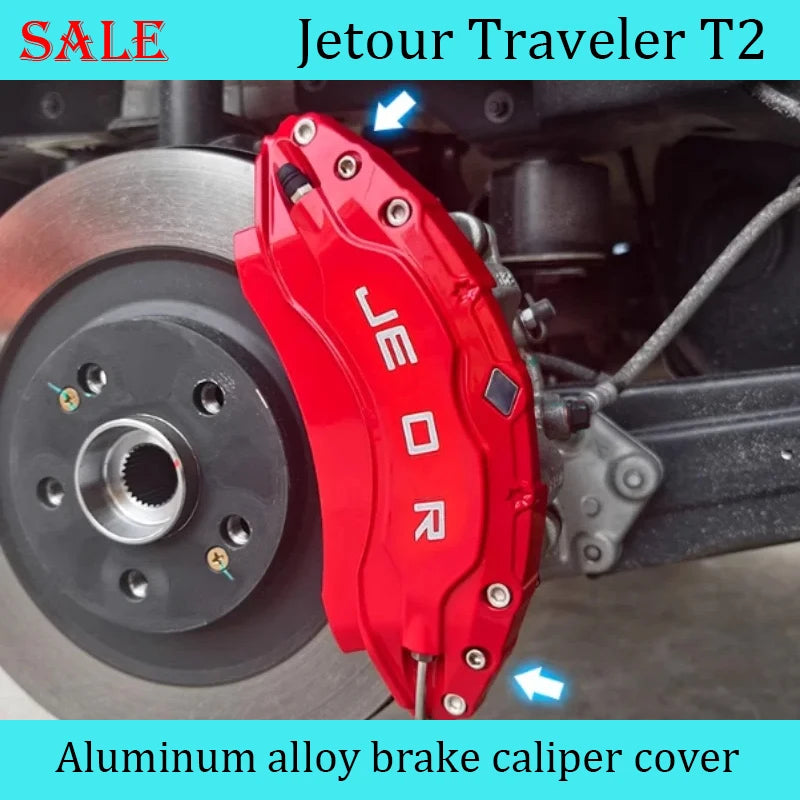 مناسب لغطاء مكبح الفرامل لسيارة JETOUR Traveler T2 2023+ غطاء مكبح الفرامل المصنوع من سبائك الألومنيوم المعدل، ملحقات خارجية للسيارة 