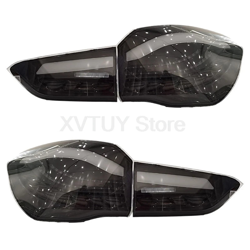 مصابيح خلفية لسيارة BMW X1 F48 F49 2016-2021 LED إشارة الانعطاف مصباح توقف الفرامل مصباح وقوف السيارات على شكل تنين مجموعة ضوء خلفي أسود 