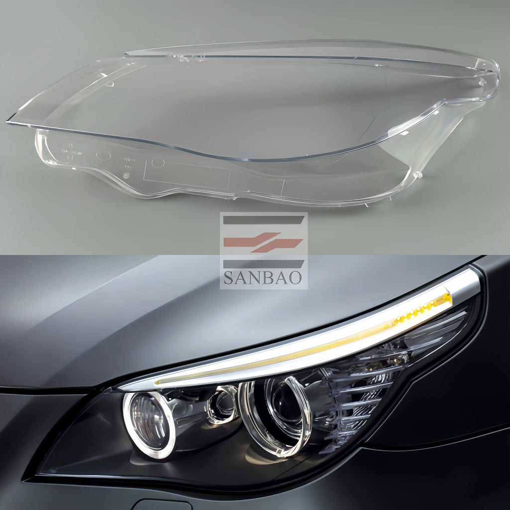 مبيعات المصنع مباشرة لسيارات BMW الفئة الخامسة E61 2008-2010 غطاء حماية للمصابيح الأمامية من الزجاج الأمامي عالي الجودة عدسة مصباح أمامي جديدة 