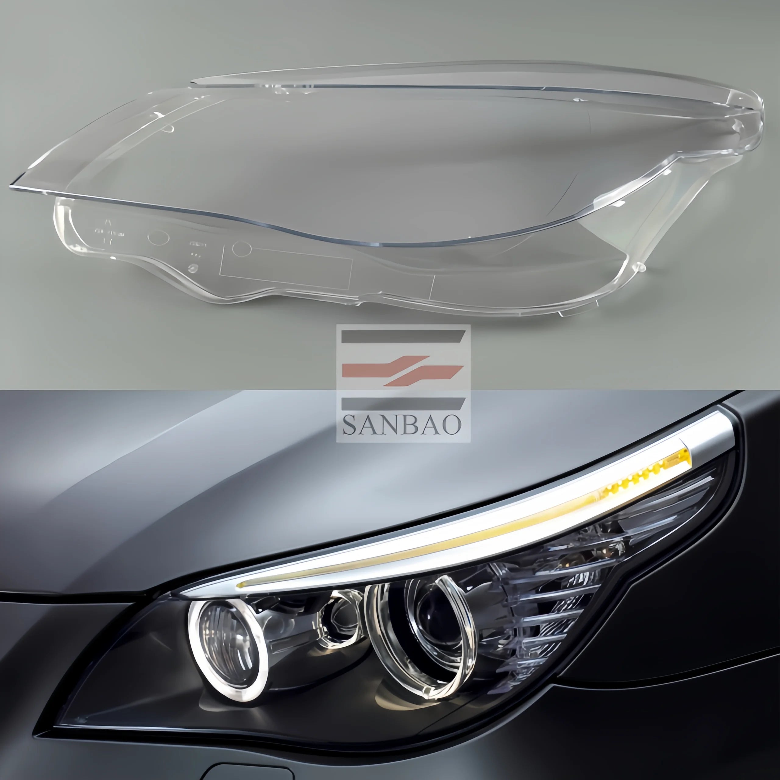 مبيعات المصنع مباشرة لسيارات BMW الفئة الخامسة E61 2008-2010 غطاء حماية للمصابيح الأمامية من الزجاج الأمامي عالي الجودة عدسة مصباح أمامي جديدة 