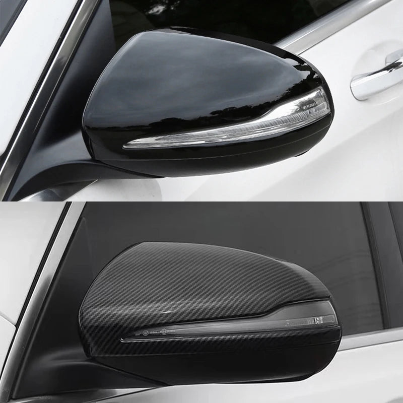 لمرسيدس بنز C GLC SE Class W205 X253 W222 W213 W238 أغطية مرايا الرؤية الخلفية الجانبية البديلة باللون الأسود الكربوني، غطاء الجانب الأيسر 