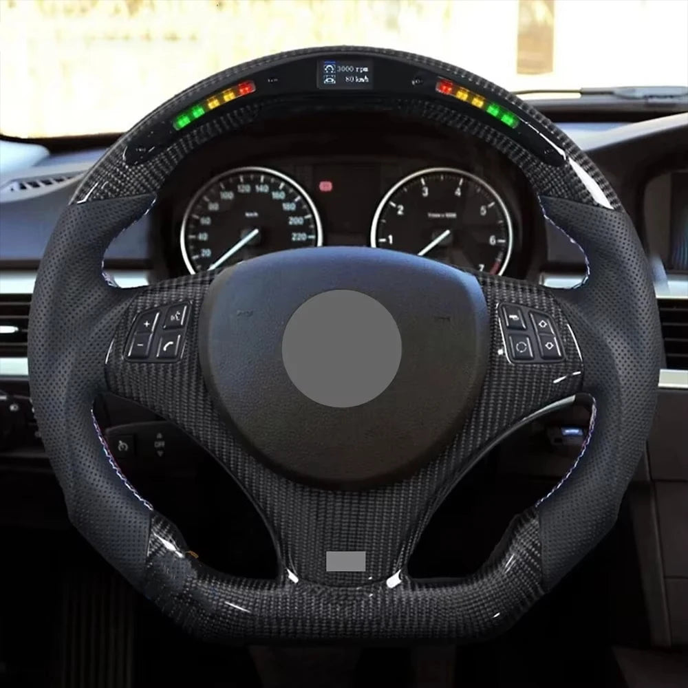 ألياف الكربون LED مع زر تقليم مناسب لعجلة القيادة BMW Volant E89 E90 E91 E92 E93 330i 335i 328i M3 2005-2012 3 Series