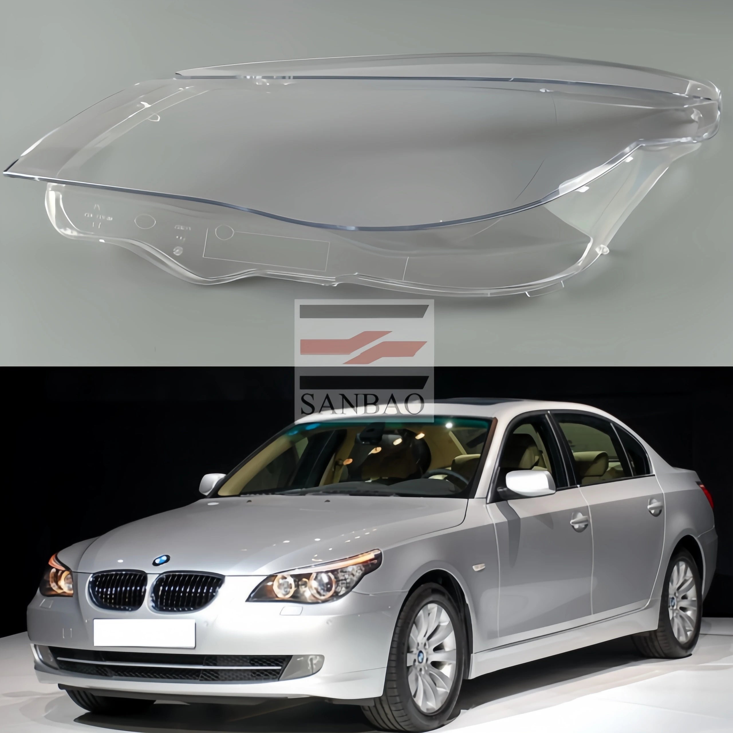 مبيعات المصنع مباشرة لسيارات BMW الفئة الخامسة E61 2008-2010 غطاء حماية للمصابيح الأمامية من الزجاج الأمامي عالي الجودة عدسة مصباح أمامي جديدة 