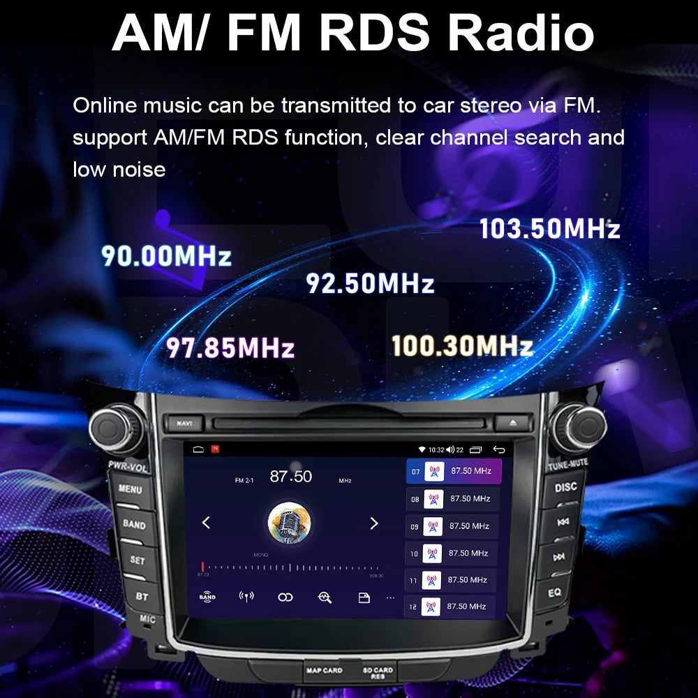 راديو سيارة لاسلكي Carplay لسيارة Hyundai I30 Elantra GT 2011 - 2017 Android Auto مشغل فيديو ستيريو متعدد الوسائط نظام تحديد المواقع والملاحة 