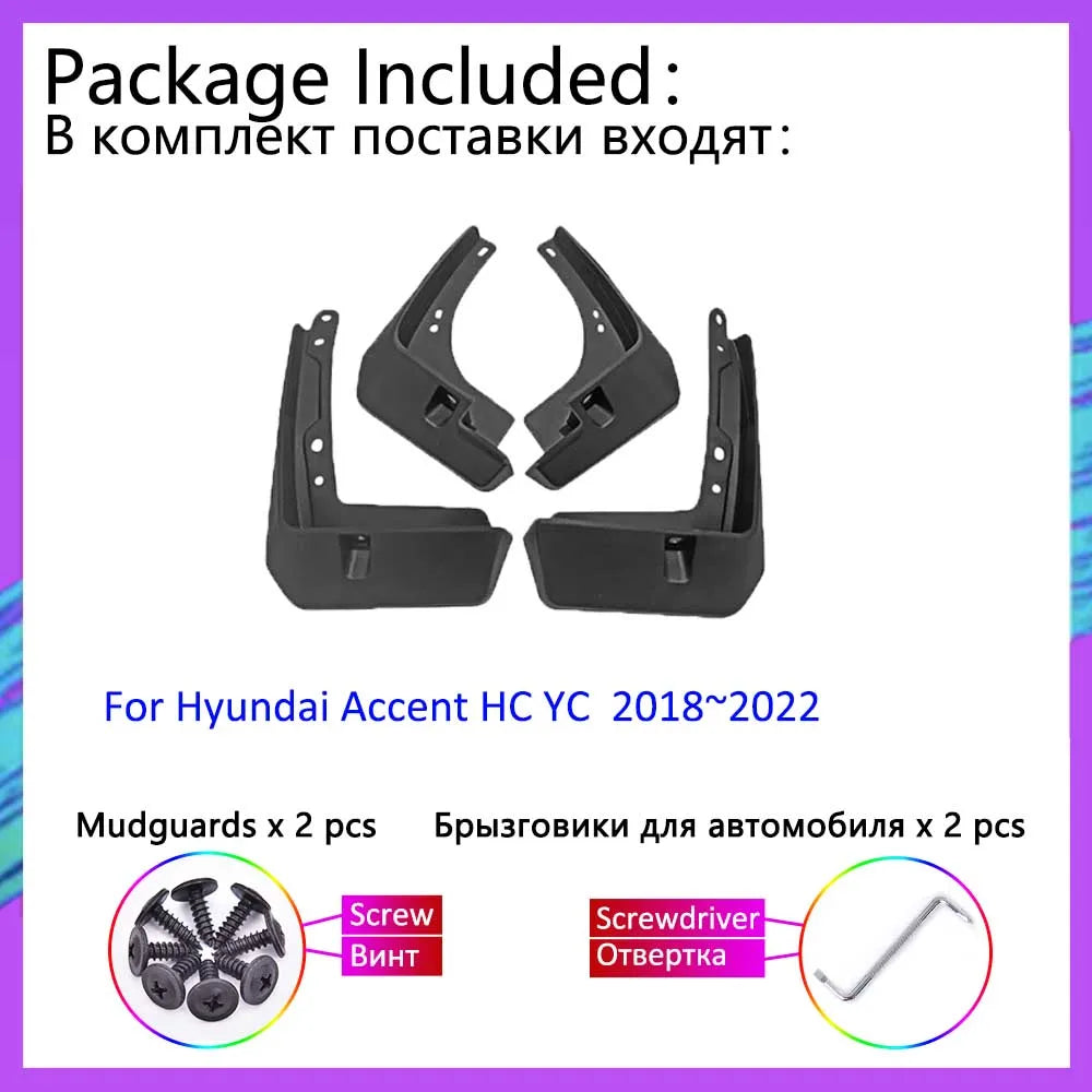 Car Mudguards For Hyundai Accent HC YC 2019 2020 2018~2022 Front Rear Wheels Mudflaps Splash Guards Mud Flaps Fender Accessories