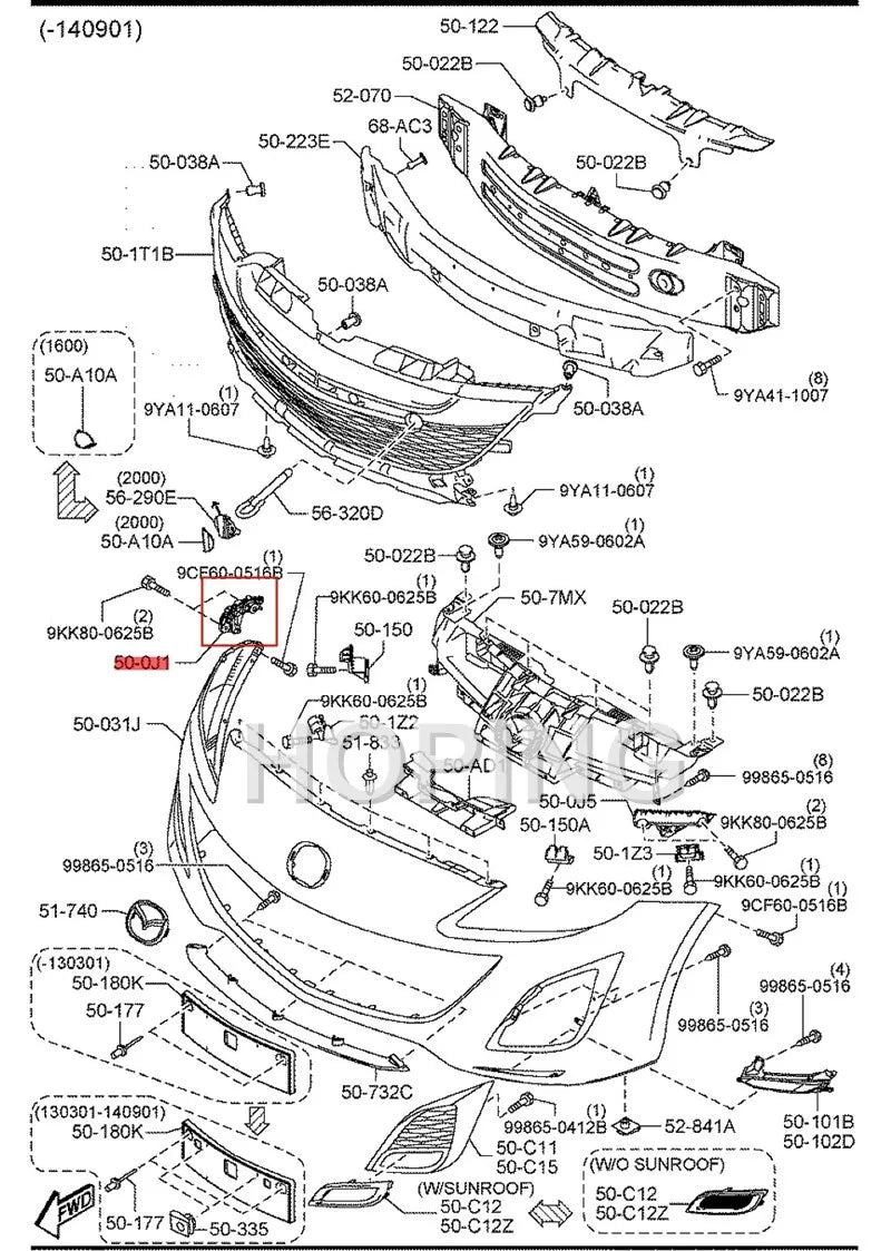 Hoping Front Bumper Bracket For MAZDA 3 BL 2008 2009 2010 2011 2012 OEM:BBM4-50-0U1 BBM4-50-0T1