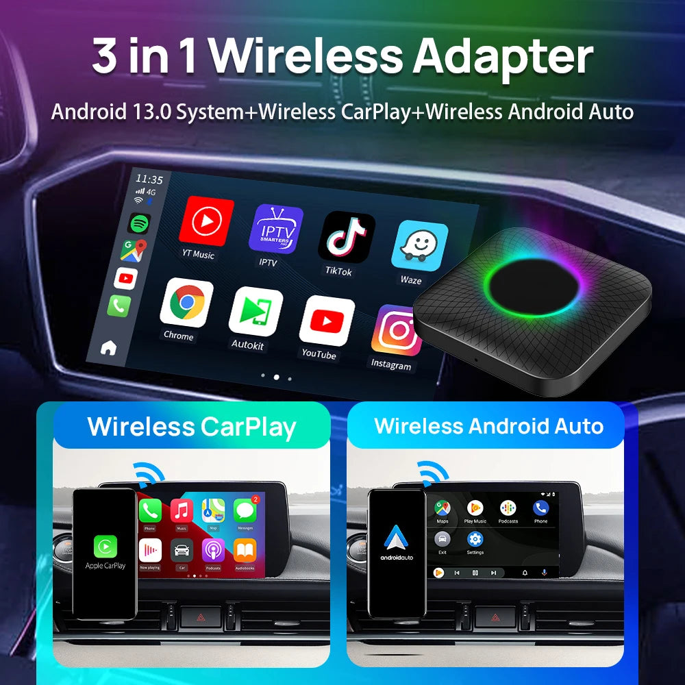 Make Carlink Tbox Sm6225 4 64Gb 13.0 Car Play Ai Box Dongle Carplay Wireless Adapter Carlinkit Box Android Auto Carplay