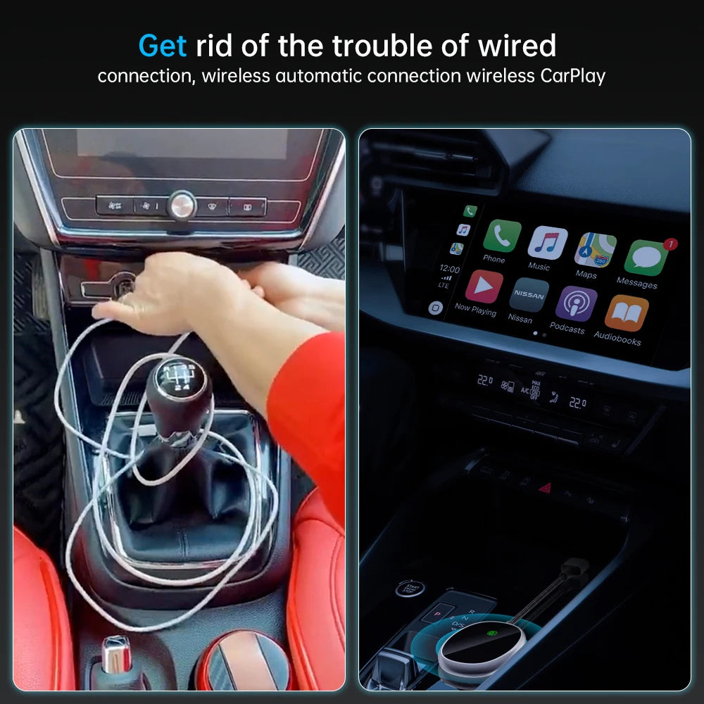 Fuallwin Universal Wireless Carplay Adapter for Iphone Carplay Smart Box Car Navigation Wired to Wireless Car Play Smart Box