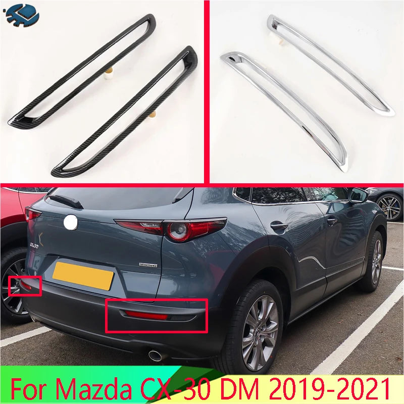 For Mazda CX-30 DM 2019-2021 Car Accessories ABS Chrome Rear Reflector Fog Light Lamp Cover Trim Bezel Frame Styling Garnish