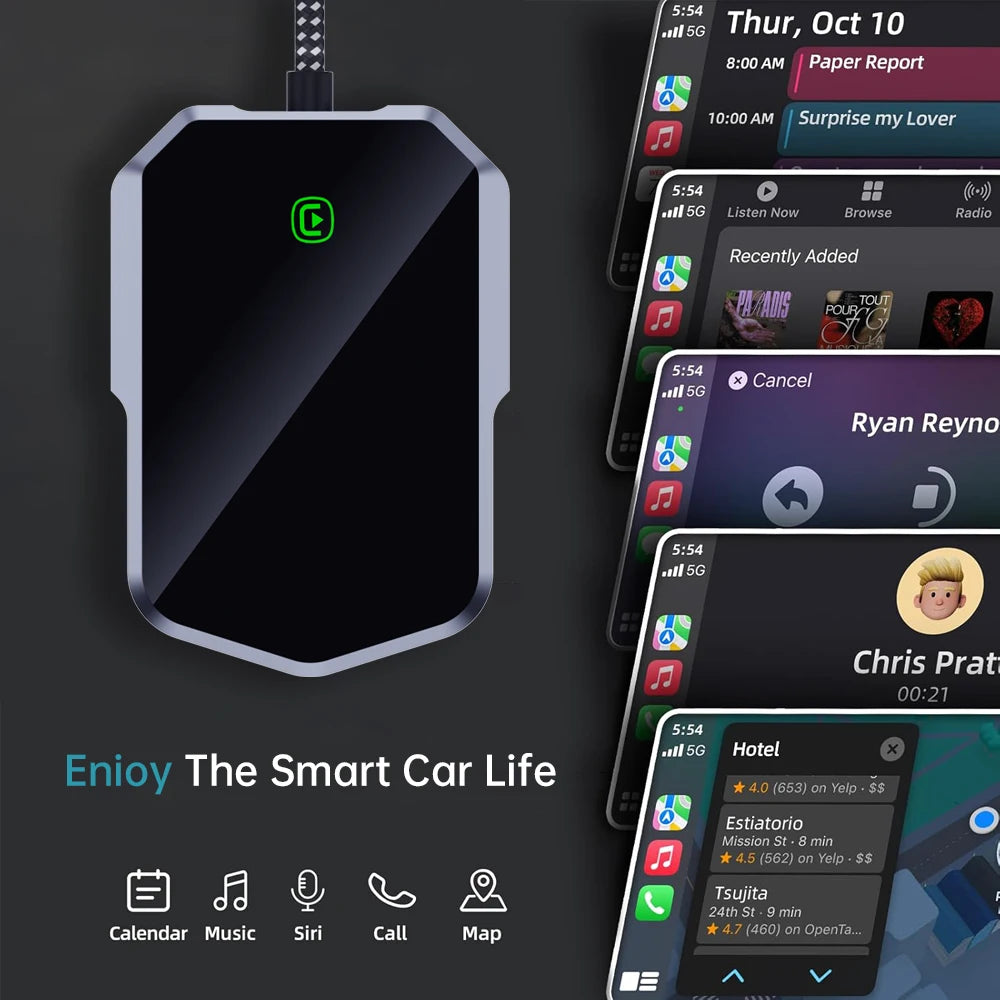 Fuallwin Smart Connection Android Auto Wireless Carplay Adapter No Latency Converts Wired Car Play Dongle for iPhone 6 Above