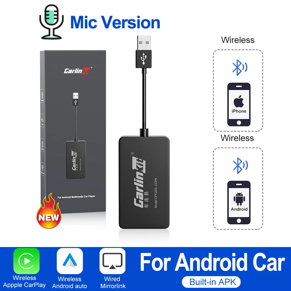 CarlinKit Wired or Wireless CarPlay Adapter USB Android Auto Dongle for Android Car Multimedia Mirrorlink Waze Spotify Autokit
