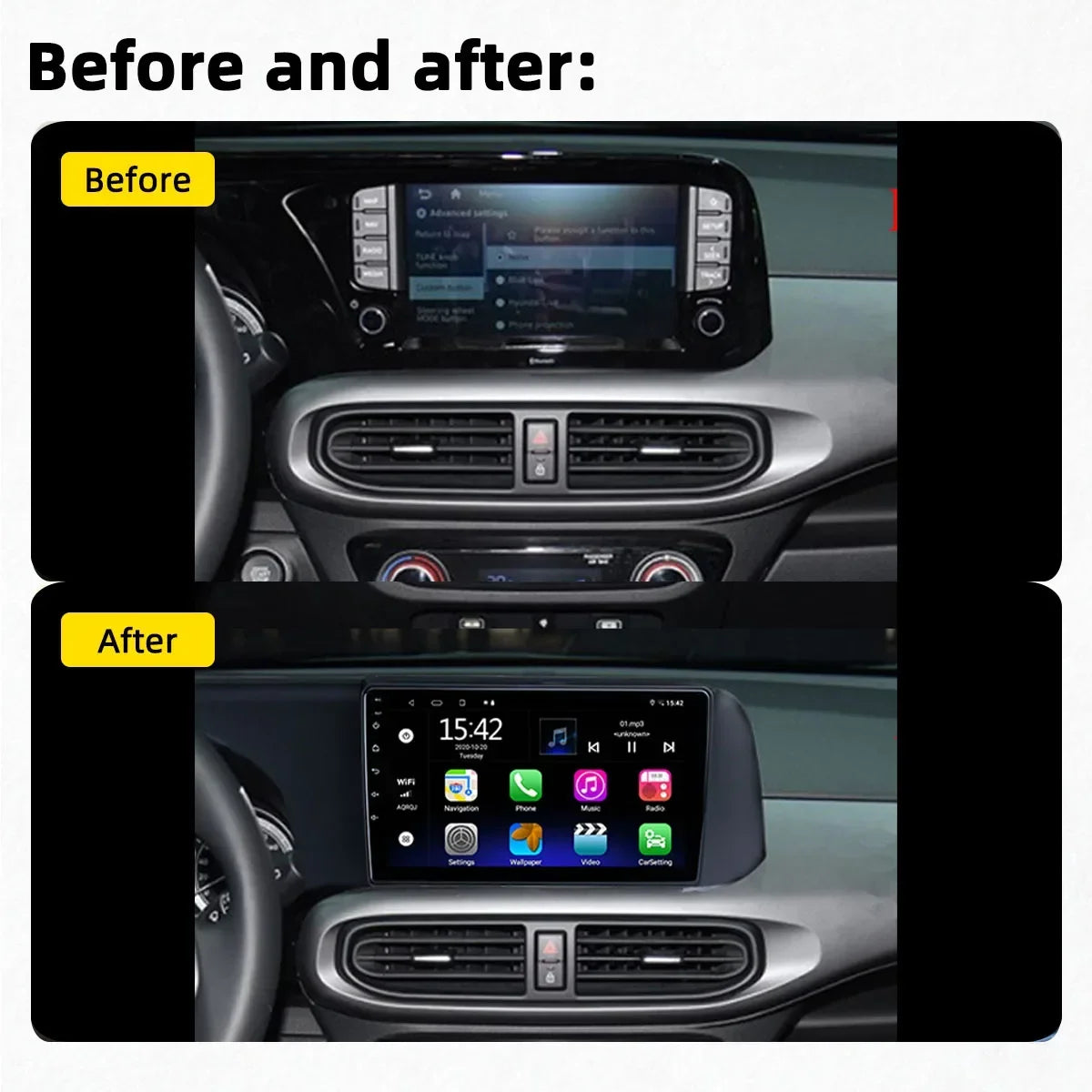 For Hyundai I10 2019 - 2023 Carplay Car Multimedia 2 Din Android Car Stereo Radio Auto Radio GPS Navigation Android Auto WIFI
