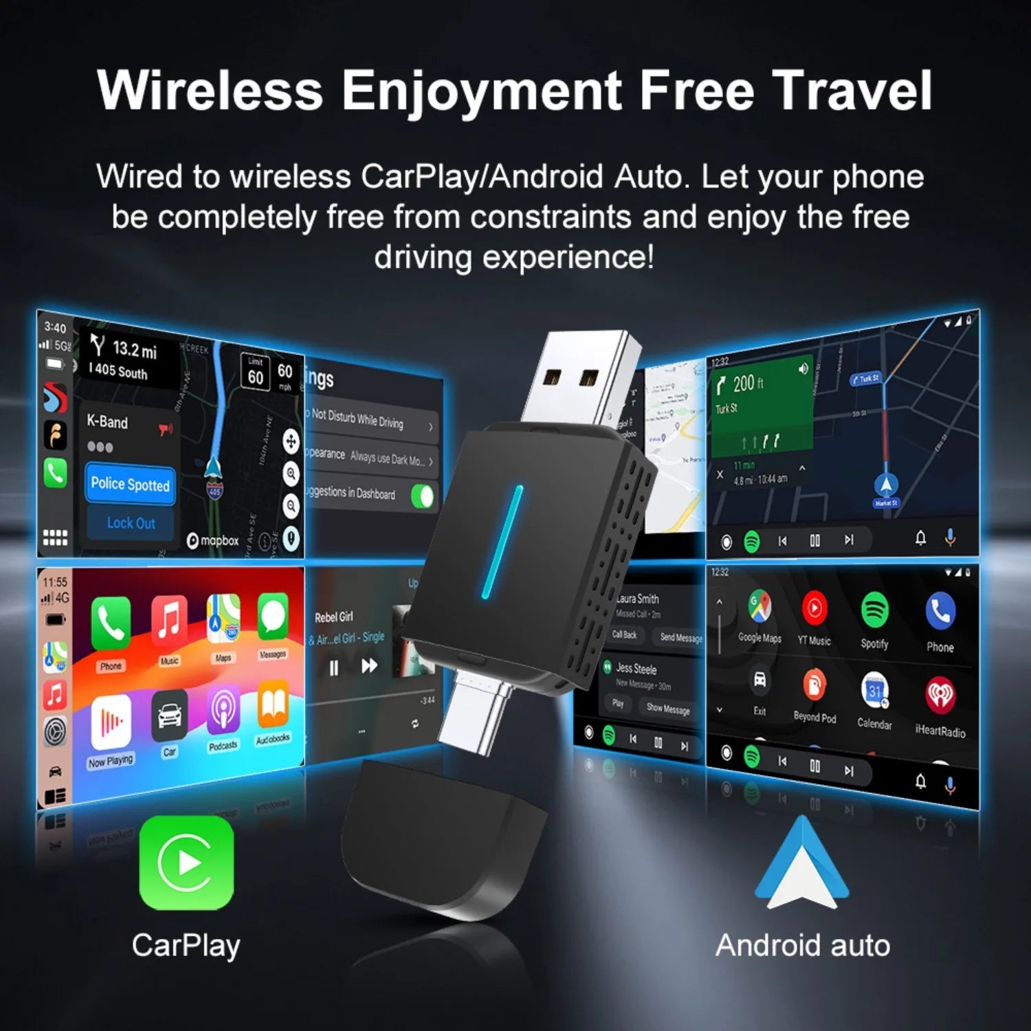 Car Wired To Wireless Carplay Box Car Interconnection Box Car Adapter Wireless Carplay Box Plug and Play