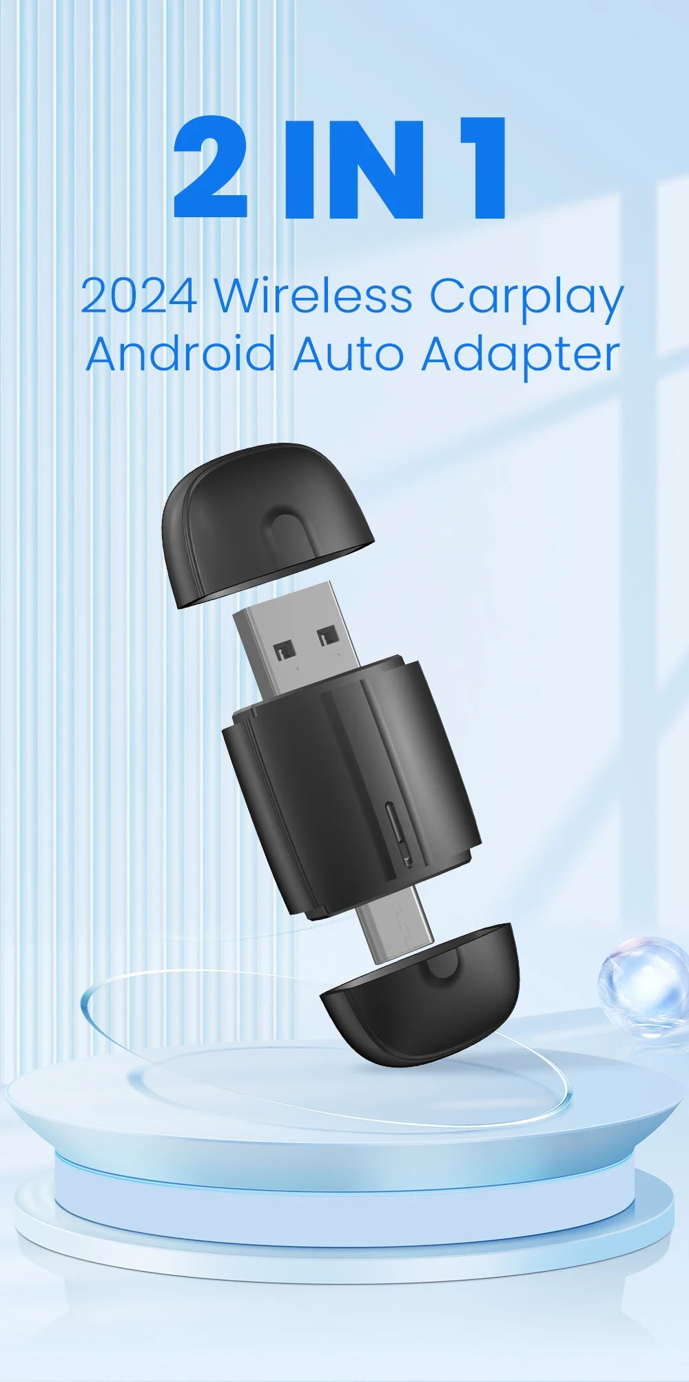 Android Auto Wireless Carplay Type-c USB Bluetooth Wifi Plug and Play 2In1 Dongle For Chevrolet Citroen Buick Cadillac Chery VW