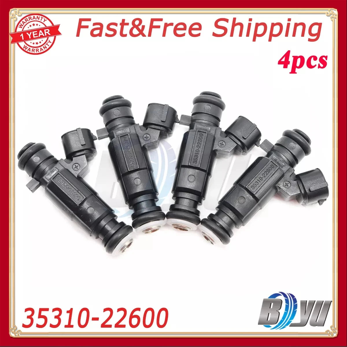 New Set of 4pcs Fuel Injectors 35310-22600 for Hyundai Accent 00-05 1.5L 1.6L I4