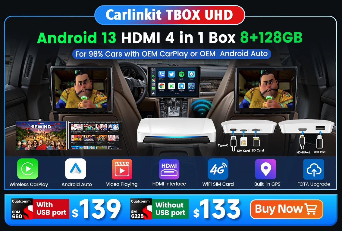 CarlinKit 5.0 & CarlinKit 4.0 Wireless CarPlay Android Auto Waze Music Spotify Auto For Audi Golf Peugeot Mazda KIA Mercedes MG