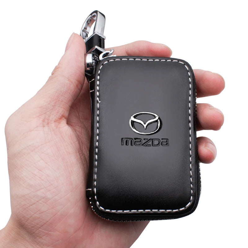 For Mazda Axela Atenza Demio 3 6 2 323 CX3 CX5 MX3 RX8 MP MS Auto Accessories Car Logo Leather Key Case Wallet Cover