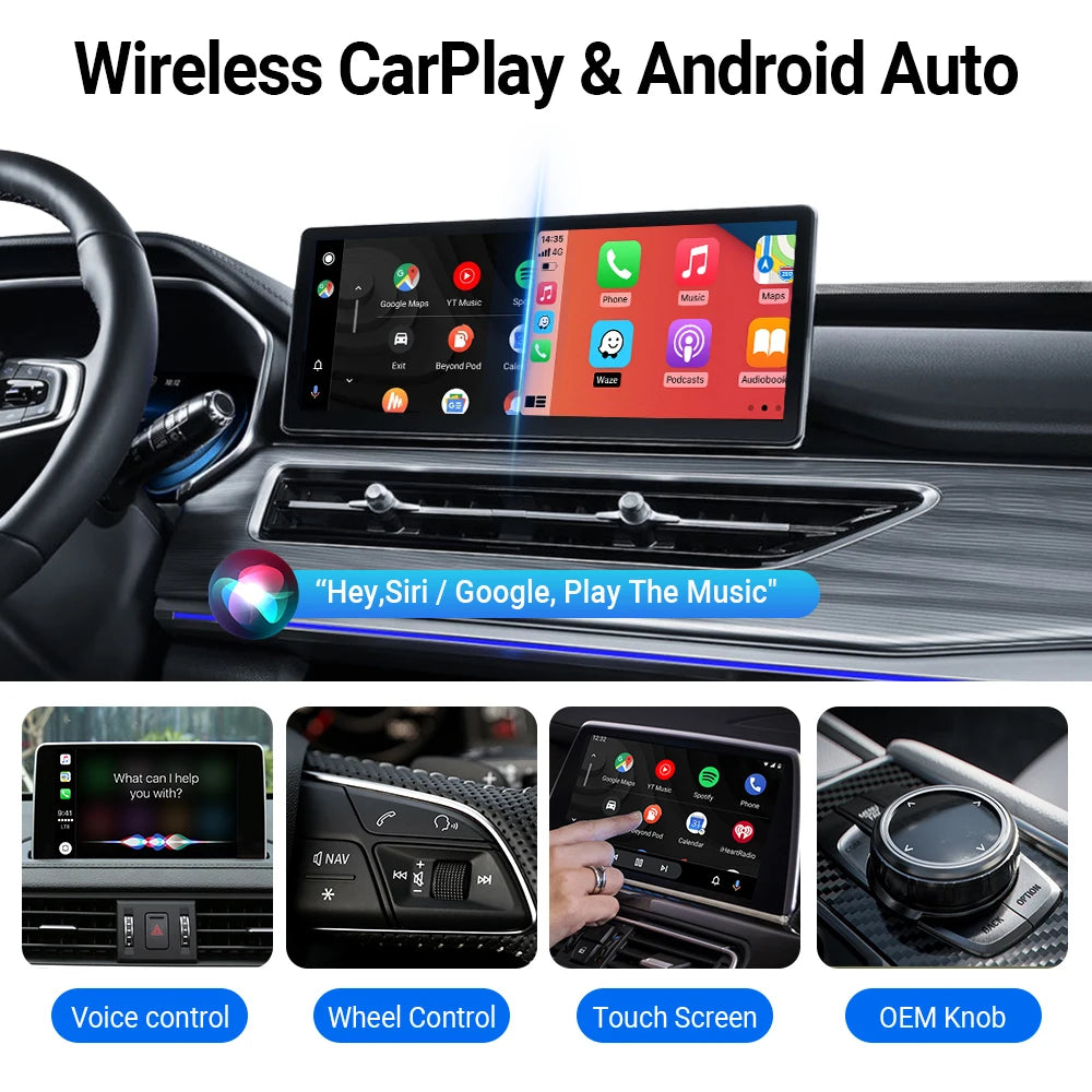 Play2Video Pro Wireless CarPlay Android Auto All-in-one Adapter Built-in 5 Video App Support TV Box Car Play Newest 2025