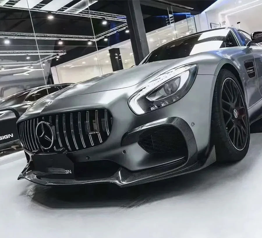 لمرسيدس بنز AMG GT GTS 2015-2016 ألياف الكربون سيارة شفة المصد الأمامي الشفة الأمامية الناشر الجبهة الذقن المفسد اكسسوارات السيارة