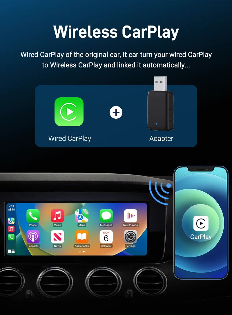 2025New Wired to Wireless Carplay Android Auto 2in1 Mini Adapter Dongle Auto Connect Plug&Play Bluetooth WiFi Universal Mini Box