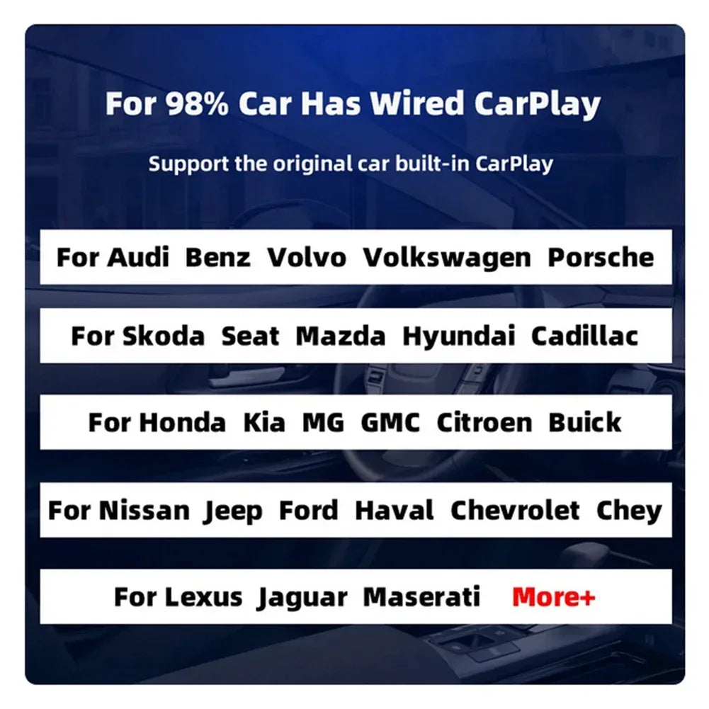 Carplay Wireless Dongle Wifi Bluetooth-compatible Auto Connect Car Play Adapter Voice Control Wireless Carplay for Car Upgrade