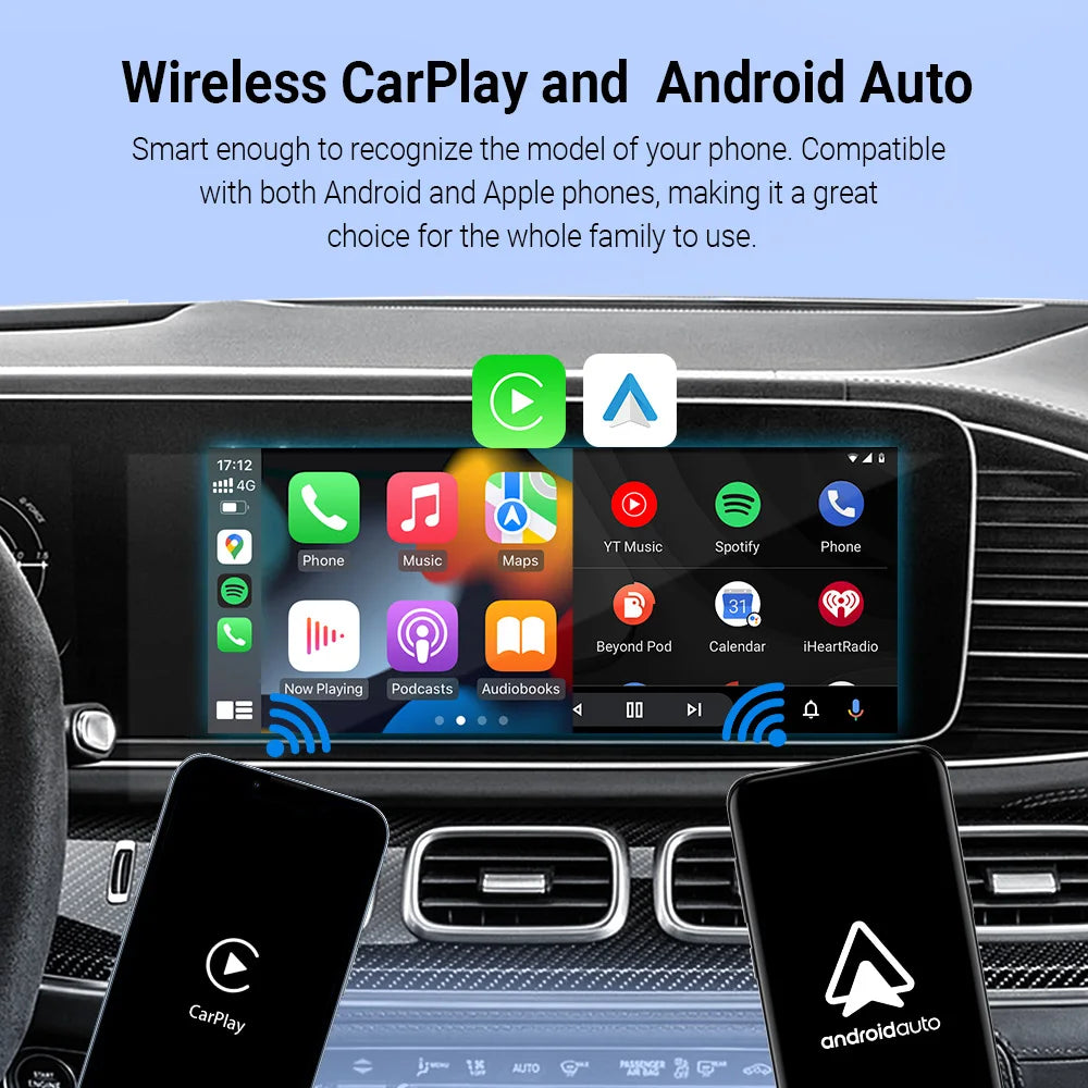 Play2Video Pro Wireless CarPlay Android Auto All-in-one Adapter Built-in 5 Video App Support TV Box Car Play Newest 2025