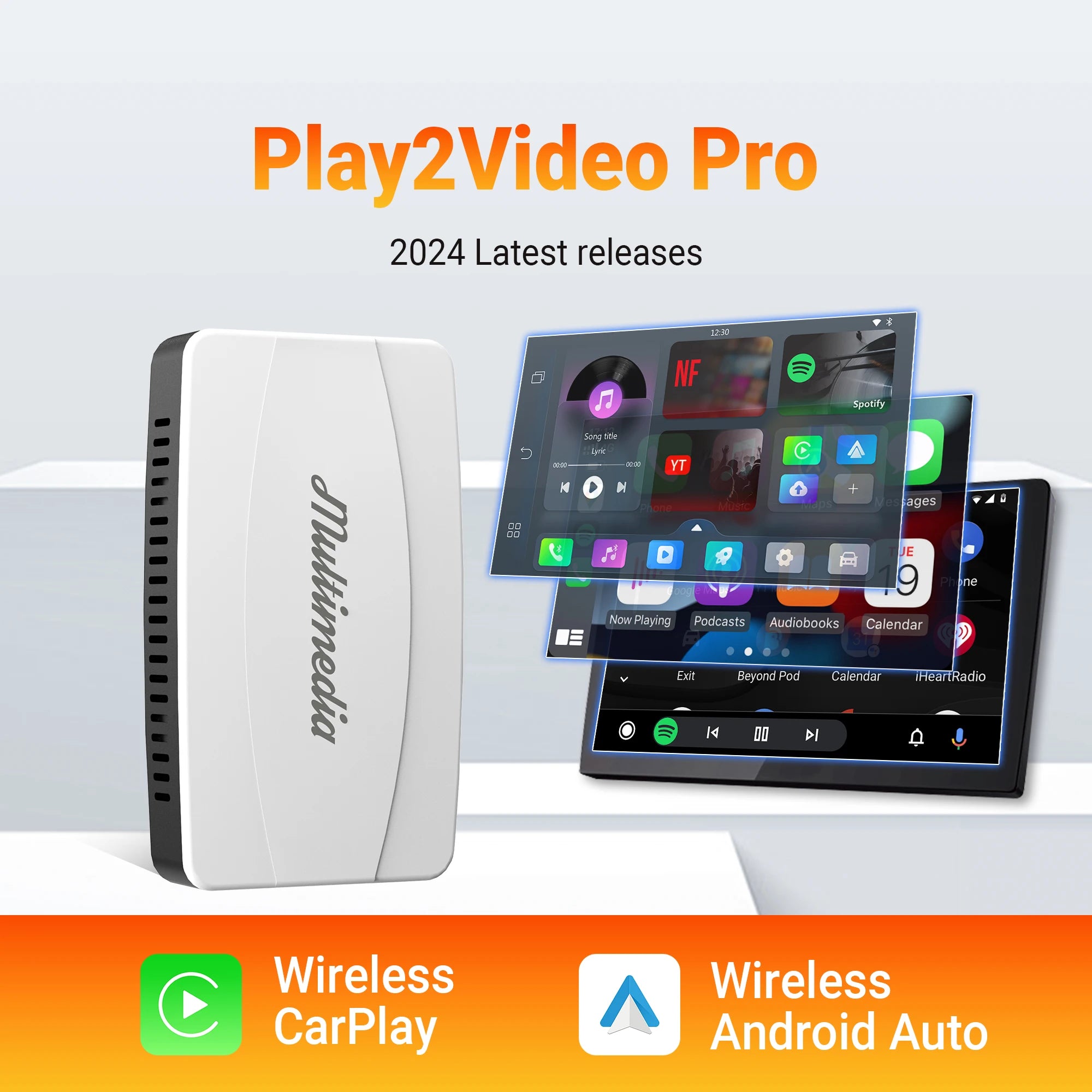 Play2Video Pro Wireless CarPlay Android Auto Adapter Built-in Video App for Youtube Multimedia TV Car Accessories for Netflix