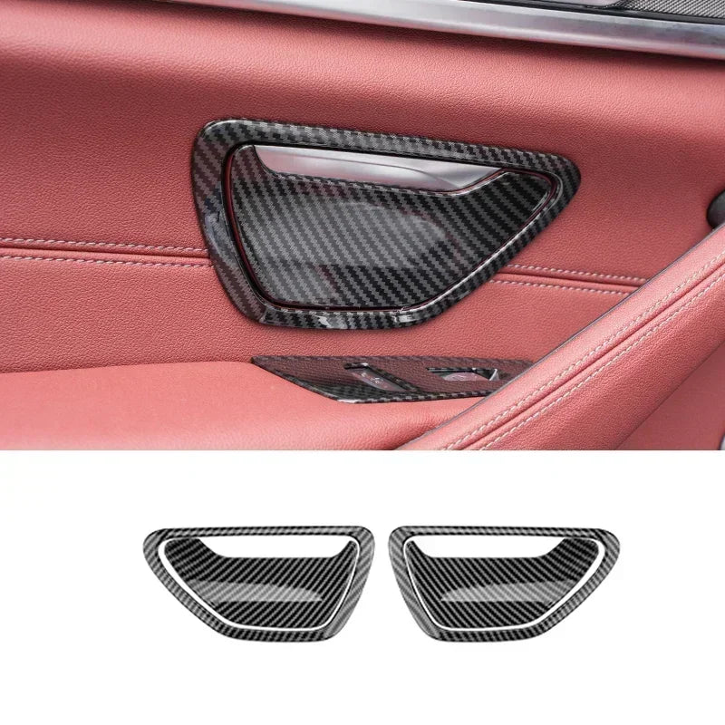لسيارات BMW الفئة الخامسة G30 G38 2018-2023 من ألياف الكربون لوحة التحكم المركزية غطاء لوحة القيادة ملصقات الزخرفة ملحقات ضبط التصميم الداخلي
