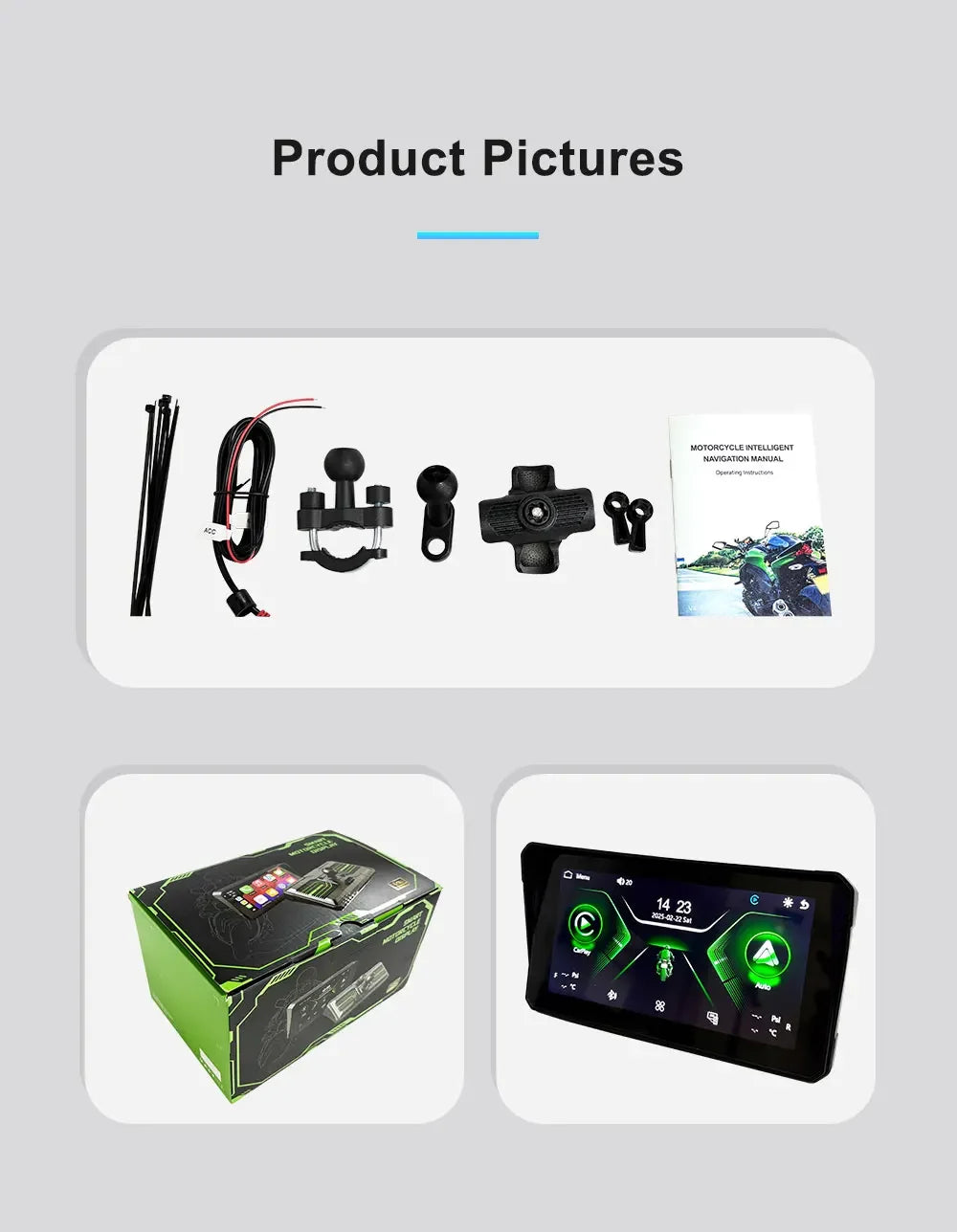 6 inch Motorcycle Navigation GPS Screen 1440*720P Wireless CarPlay Android Auto Motorcycle GPS Motor DVR Monitor TPMS Optional