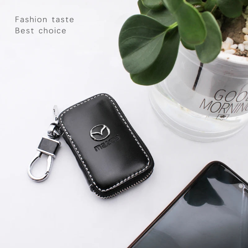 For Mazda Axela Atenza Demio 3 6 2 323 CX3 CX5 MX3 RX8 MP MS Auto Accessories Car Logo Leather Key Case Wallet Cover
