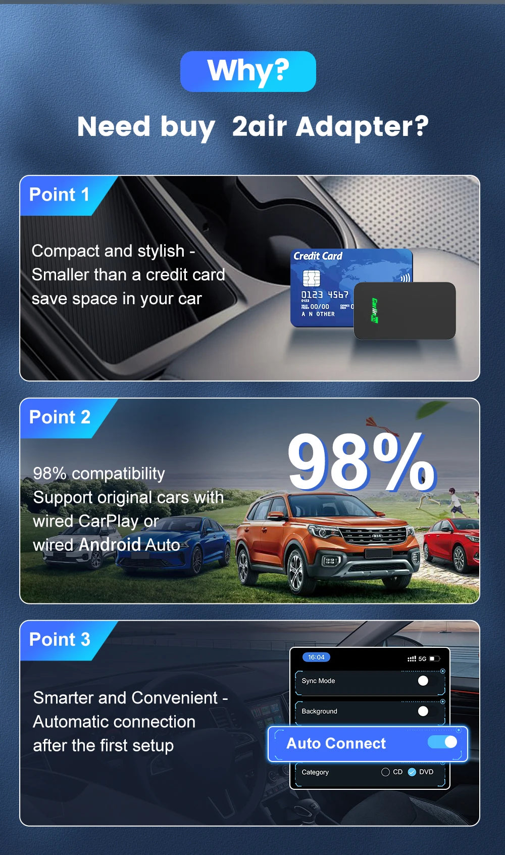 CarlinKit 5.0 & CarlinKit 4.0 Wireless CarPlay Android Auto Waze Music Spotify Auto For Audi Golf Peugeot Mazda KIA Mercedes MG