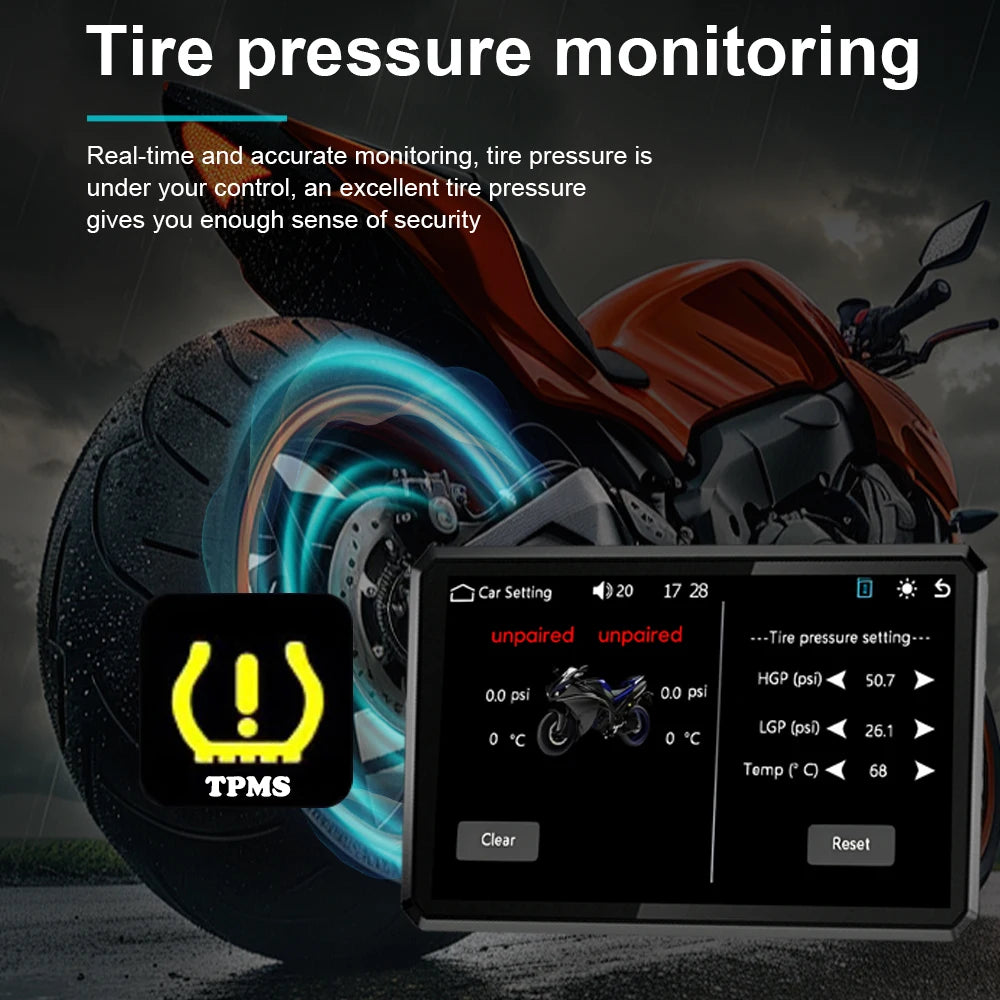 5'' Carplay for Motorcycle Screen Smart Screen Waterproof Wireless Android Auto Dash Board DVR Monitor Navigation GPS TPMS WiFi