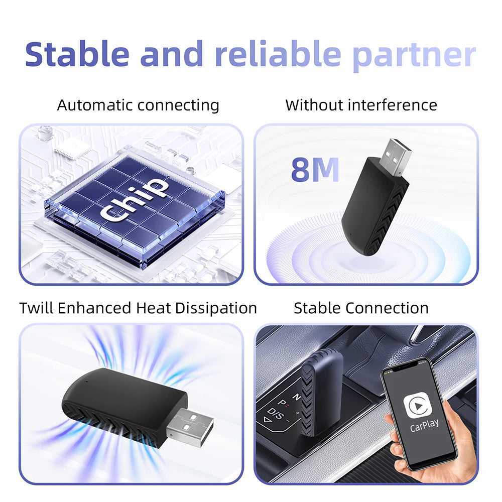 2024 New Wireless Carplay Android Auto Wireless Adapter Smart Dongle 2in 1 5G Wifi&Bluetooth 5 For Wired CP AA Connect Plug&Play