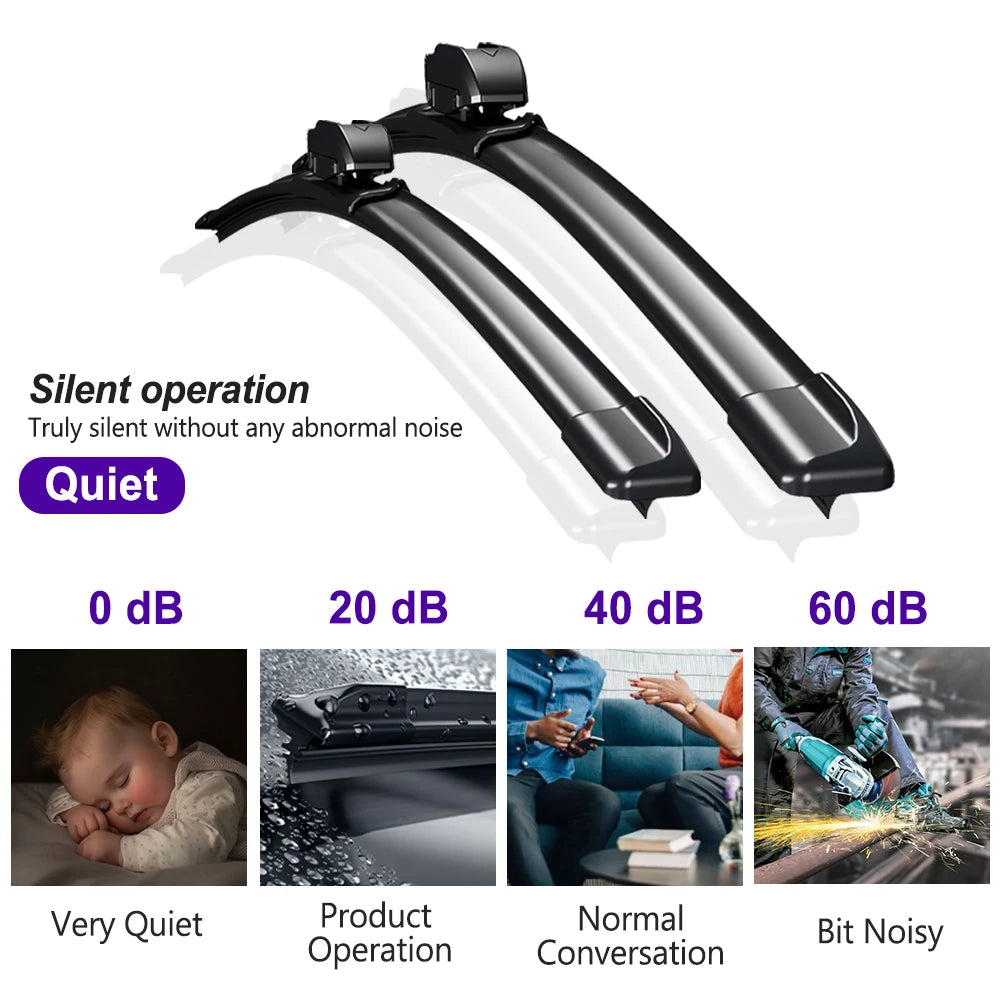 Silicone Car Wiper Blades for Hyundai	i40		2011-2019  - All Weather Silent Wiper Blades, Quick Release Clip