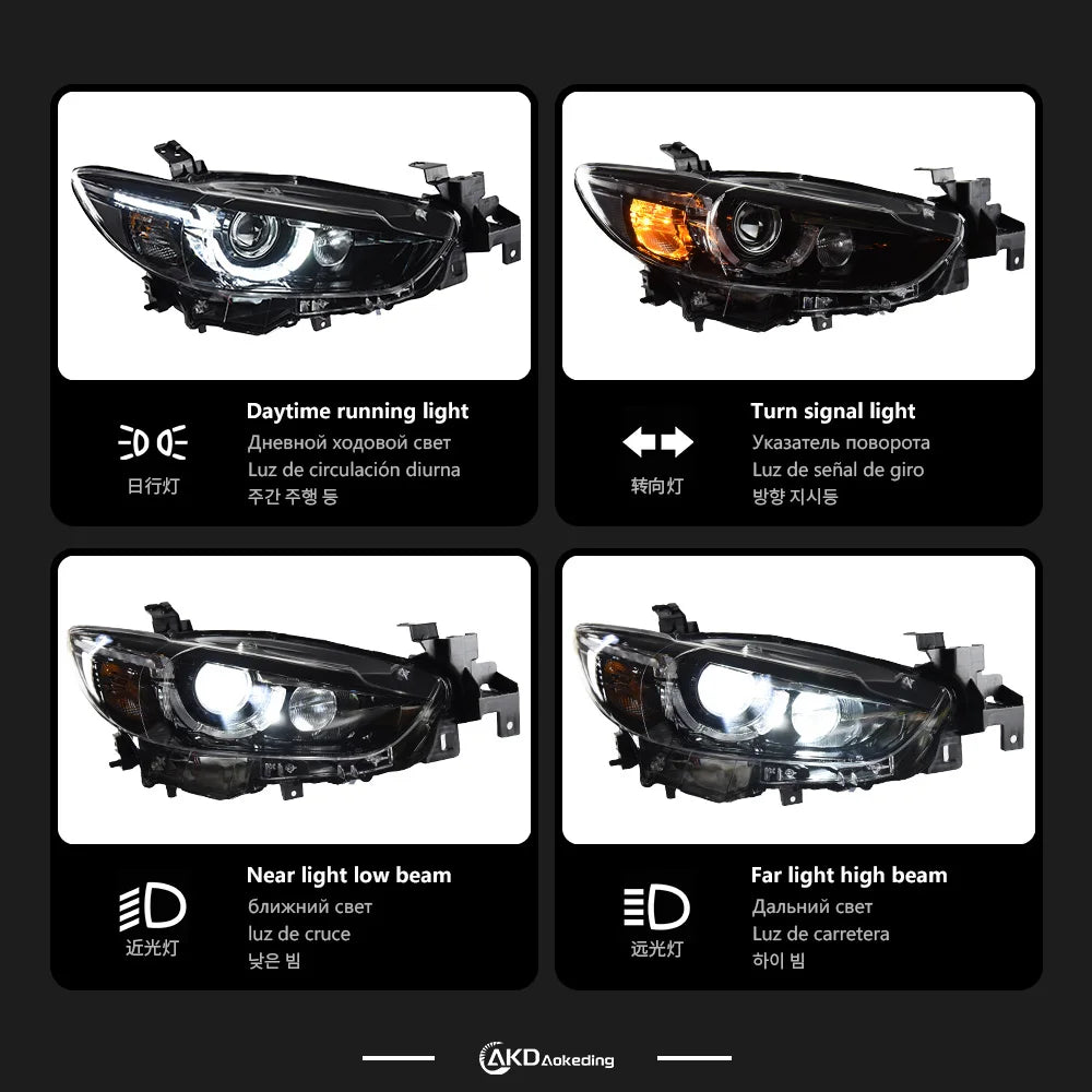 Car Headlights For Mazda 6 Atenza 2013-2016 LED Headlights Assembly Upgrade DRL Bicofal Lens Dynamic Signal Lamp Accessories