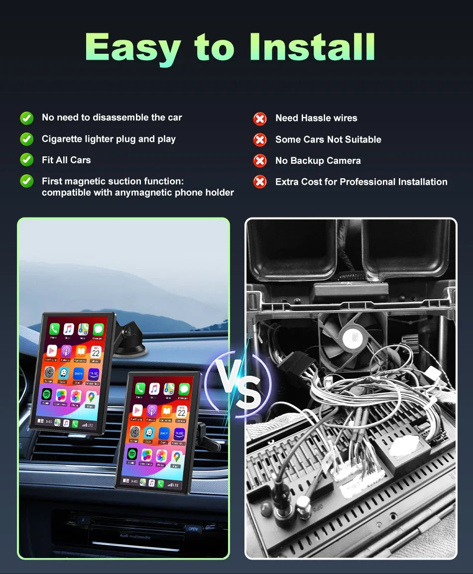 New 8 inch Carplay Screen for Car Wireless Carplay Android Auto Horizontal and Vertical Screen Navigation GPS Portable Car Radio