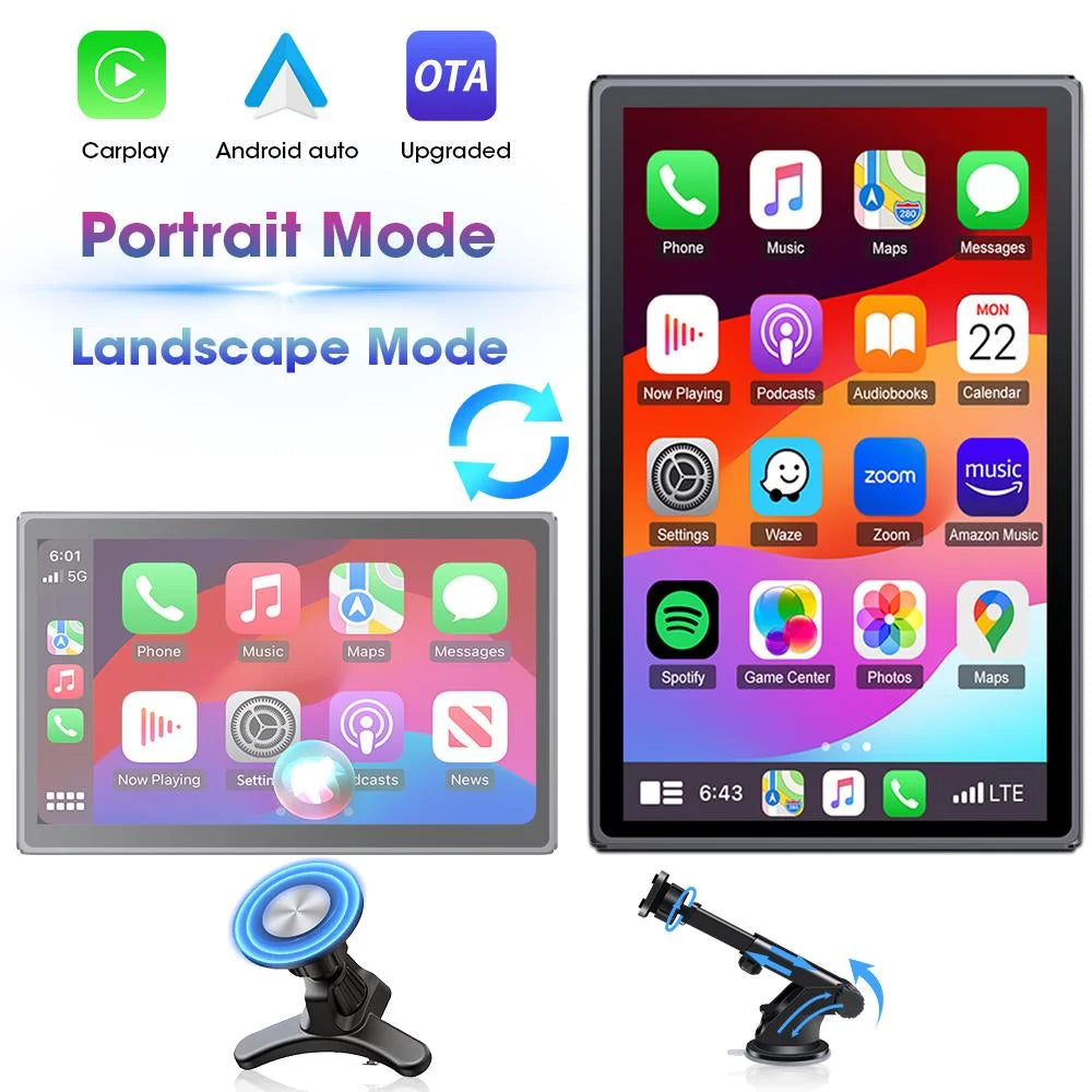 New 8 inch Carplay Screen for Car Wireless Carplay Android Auto Horizontal and Vertical Screen Navigation GPS Portable Car Radio