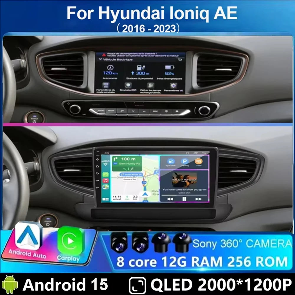 Android 15 For Hyundai IONIQ 2016 2017 2018 2019 2020 Multimedia Navigation GPS Autoradio Player Screen TV Car Radio No 2Din DVD