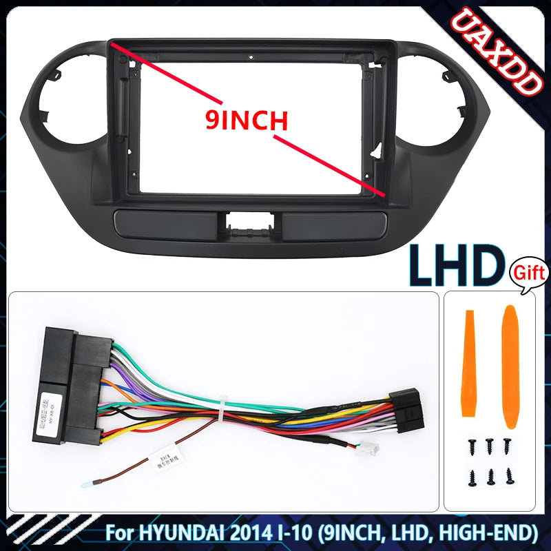 For HYUNDAI 2014 I-10 9INCH HIGH-END Car Radio Android Stereo audio screen multimedia video player navigation  Harness frame