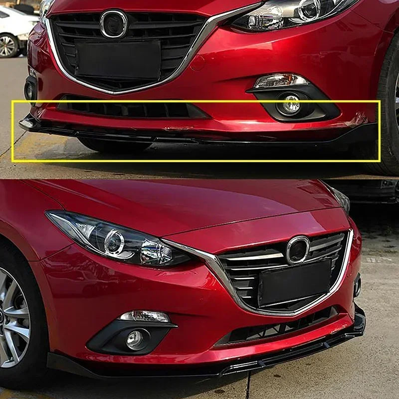 Car Accessories Glossy Black Protective Cover Front Bumper Lip Body Kit Spoiler Fit For Mazda 3 Axela 2014 2015 2016 2018 2018