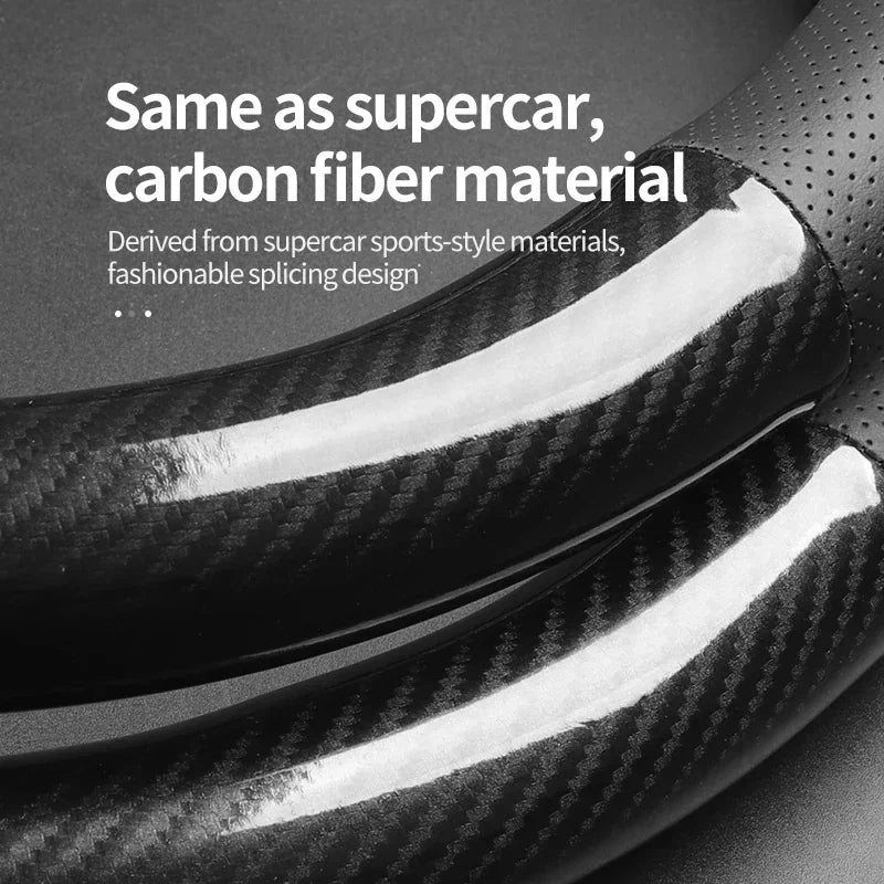 KIA Car Carbon Fiber Leather Car Steering Wheel Cover for  Rio Sorento Sportage Forte K3 K2 K5 Stonic Strong Spectra Optima