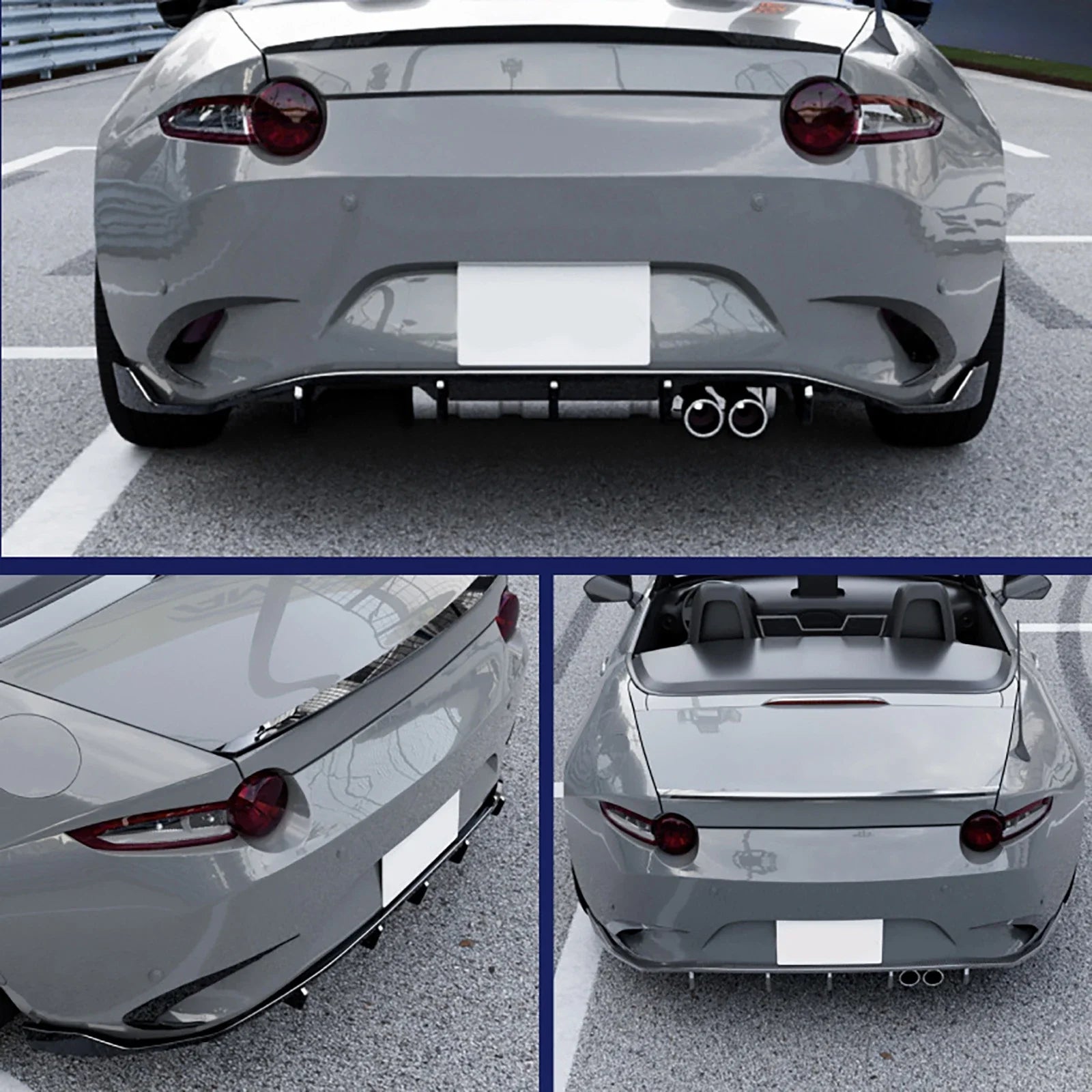Car Rear Bumper Diffuser Lip ABS Boot Spoiler Splitter For Mazda MX-5 MX5 Miata ND 2016-2025 Carbon Fiber Look/Black Bumper Trim