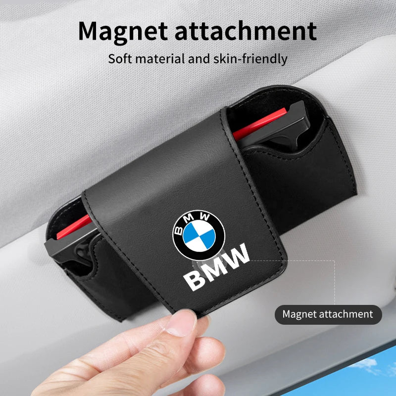 حافظة تخزين واقية من الشمس للسيارة مع مشبك نظارات شمسية لسيارة BMW E46 E90 E60 F30 F10 E39 E36 F20 E87 E70 E91 E30 G60