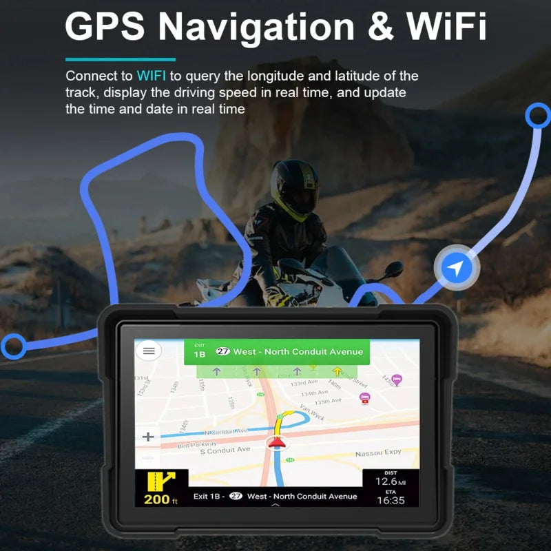 6 inch Motorcycle Navigation GPS Screen 1440*720P Wireless CarPlay Android Auto Motorcycle GPS Motor DVR Monitor TPMS Optional